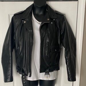 Sears Black Leather Motorcycle Jacket